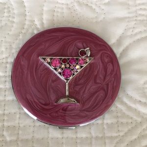 Fuchsia Compact Mirror w/Jeweled Cosmo Martini